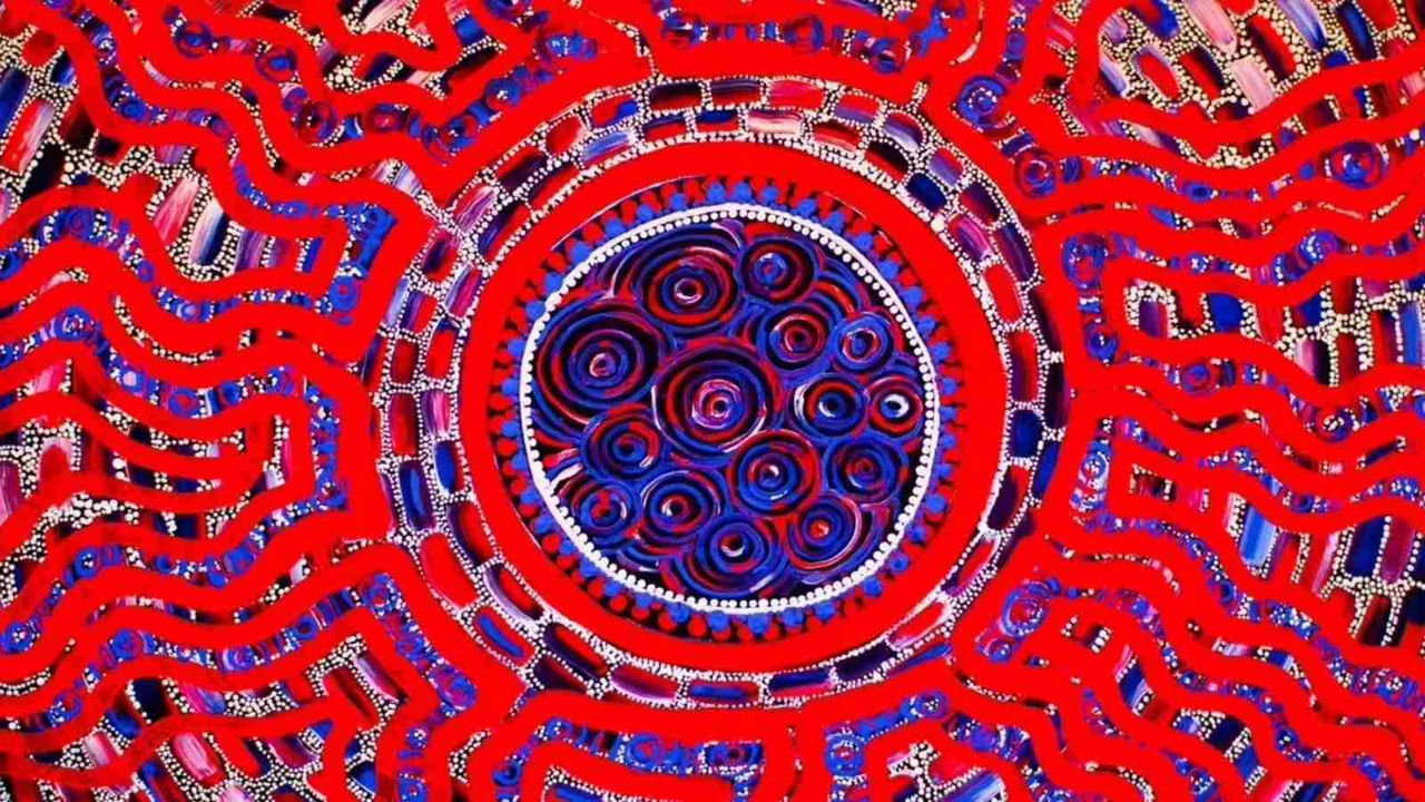 indigenous painting red and purple