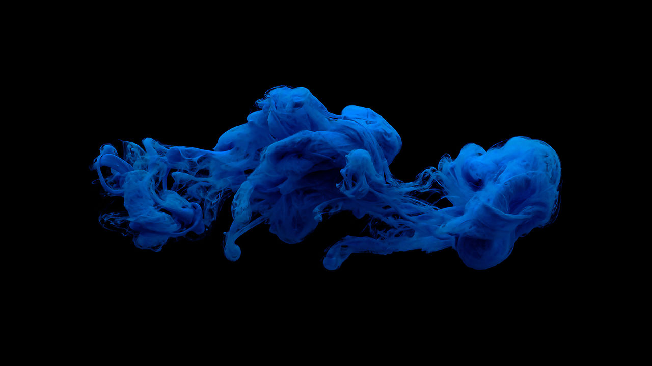 Blue cloud-like image on black background