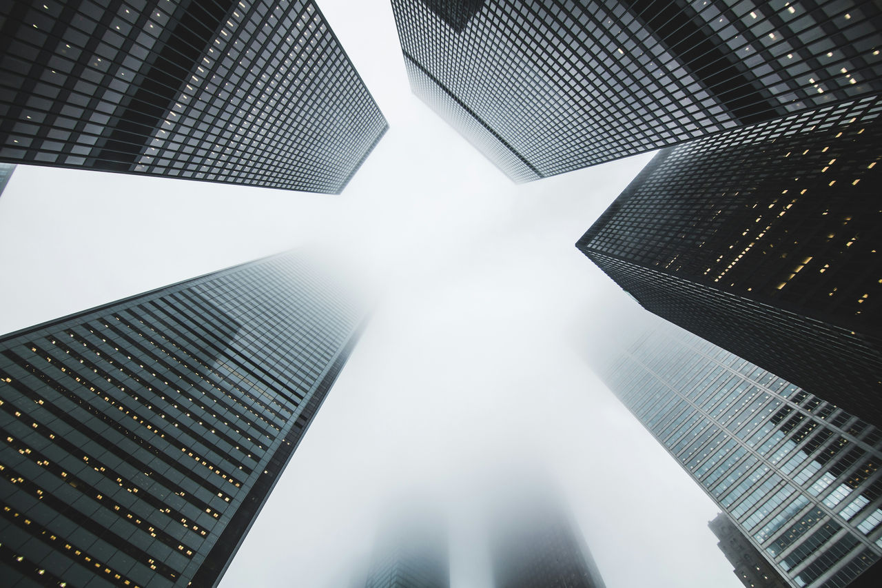 view of skyscrapers from the ground