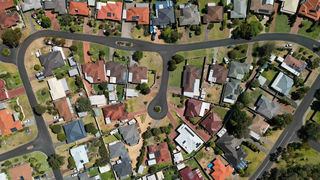 Ariel view of homes 