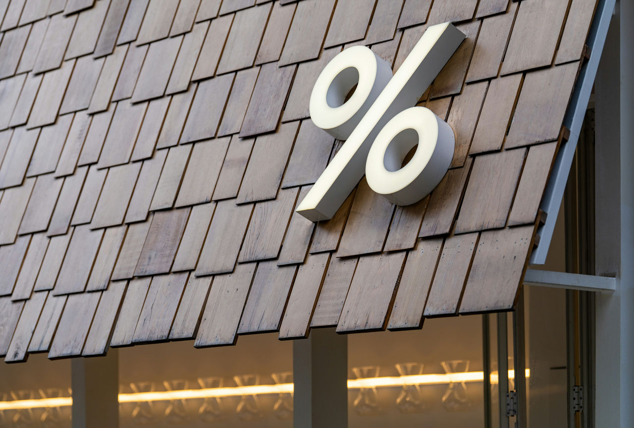 rooftop with percentage symbol on it