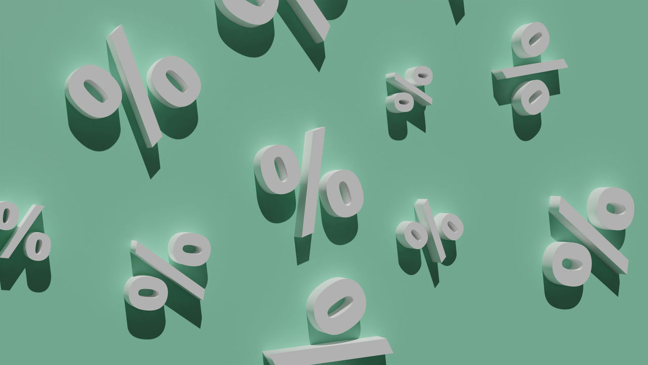green background with percentage symbols
