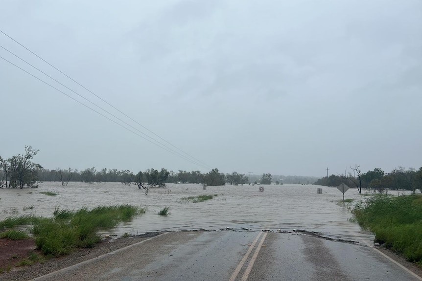 A flooded road in the Northern Territory