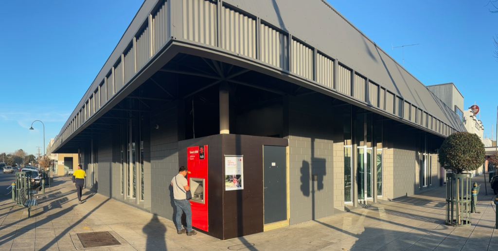 Exterior of NAB Traralgon branch undergoing renovation