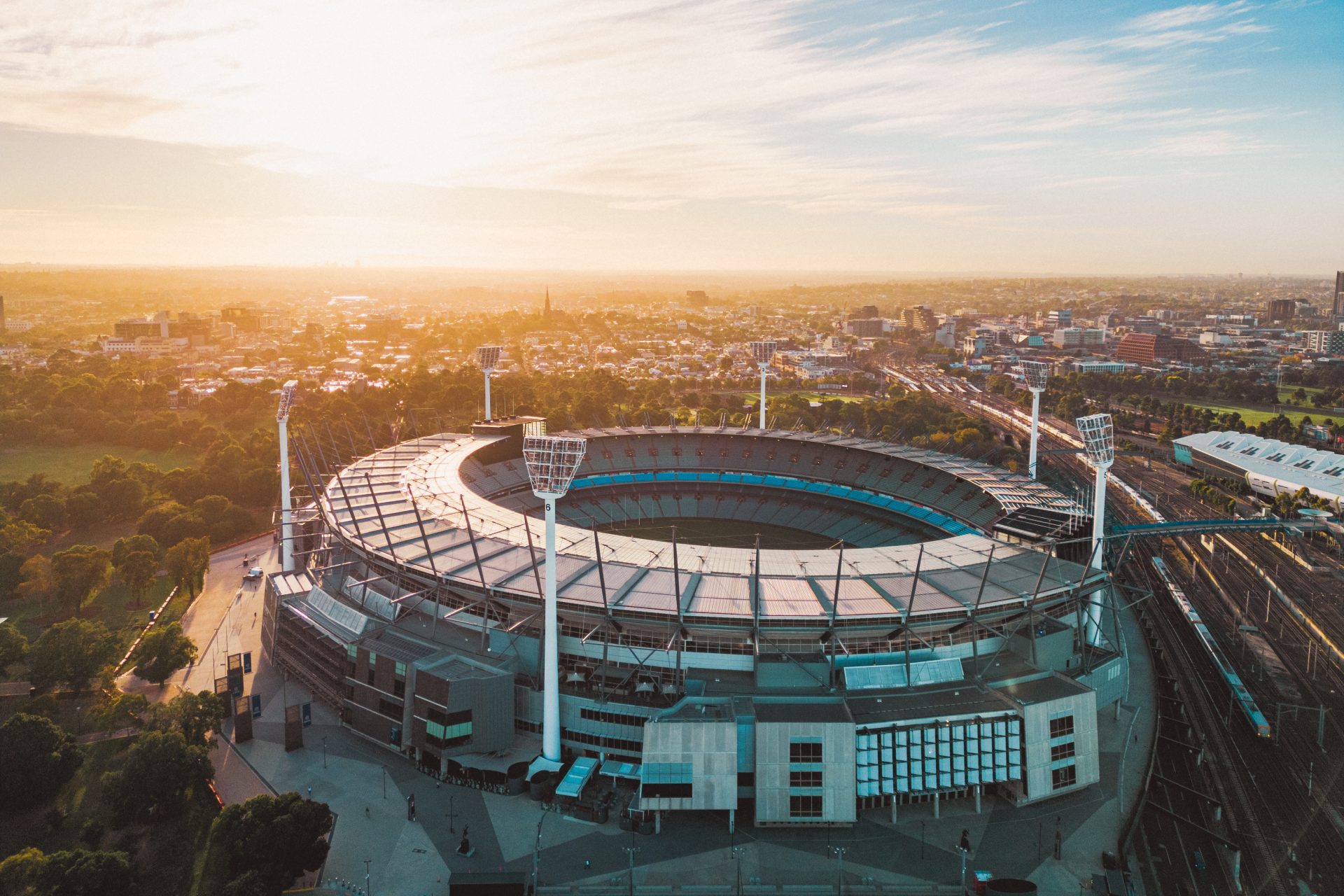 Ariel image of the MCG in Melbourne and surrounds