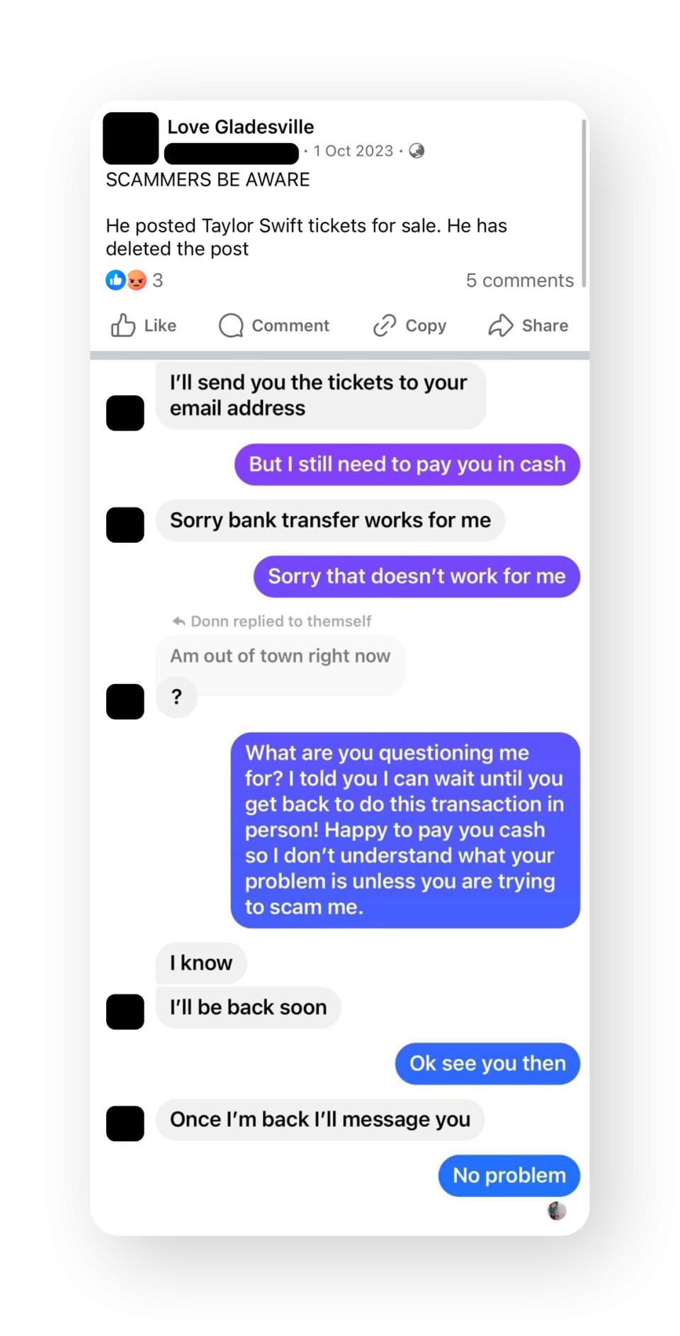 Social media conversation about Taylor Swift tickets