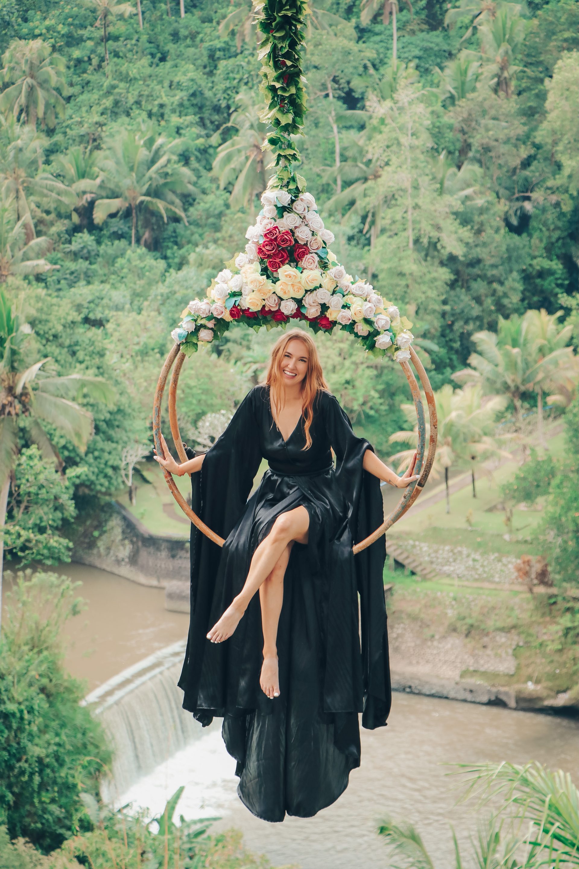 Woman in long dress holidaying in Bali