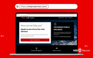 image of fake nab website on red background