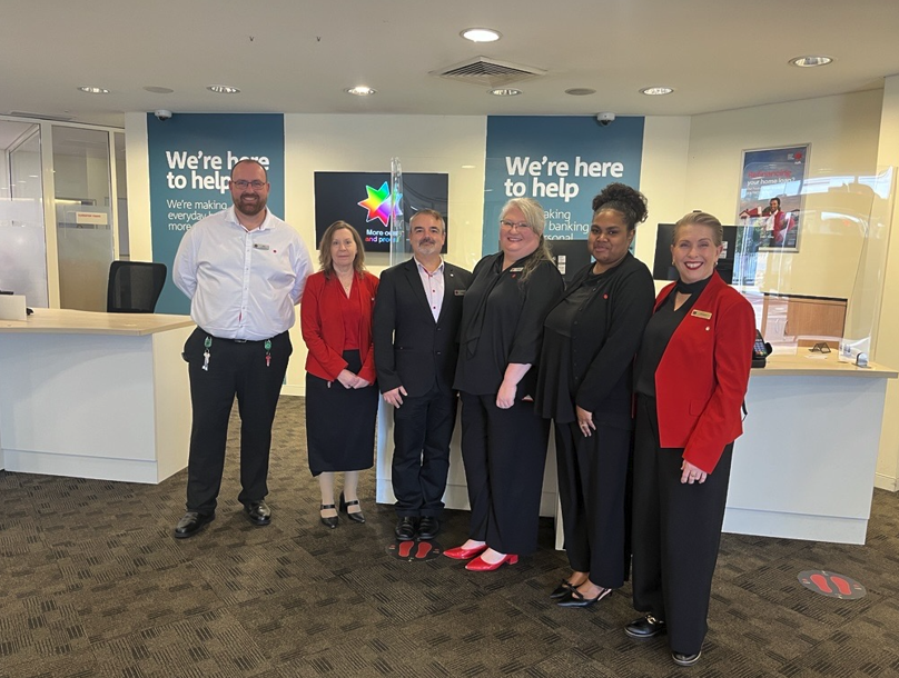 Picture of the NAB Hamilton Branch team inside the branch